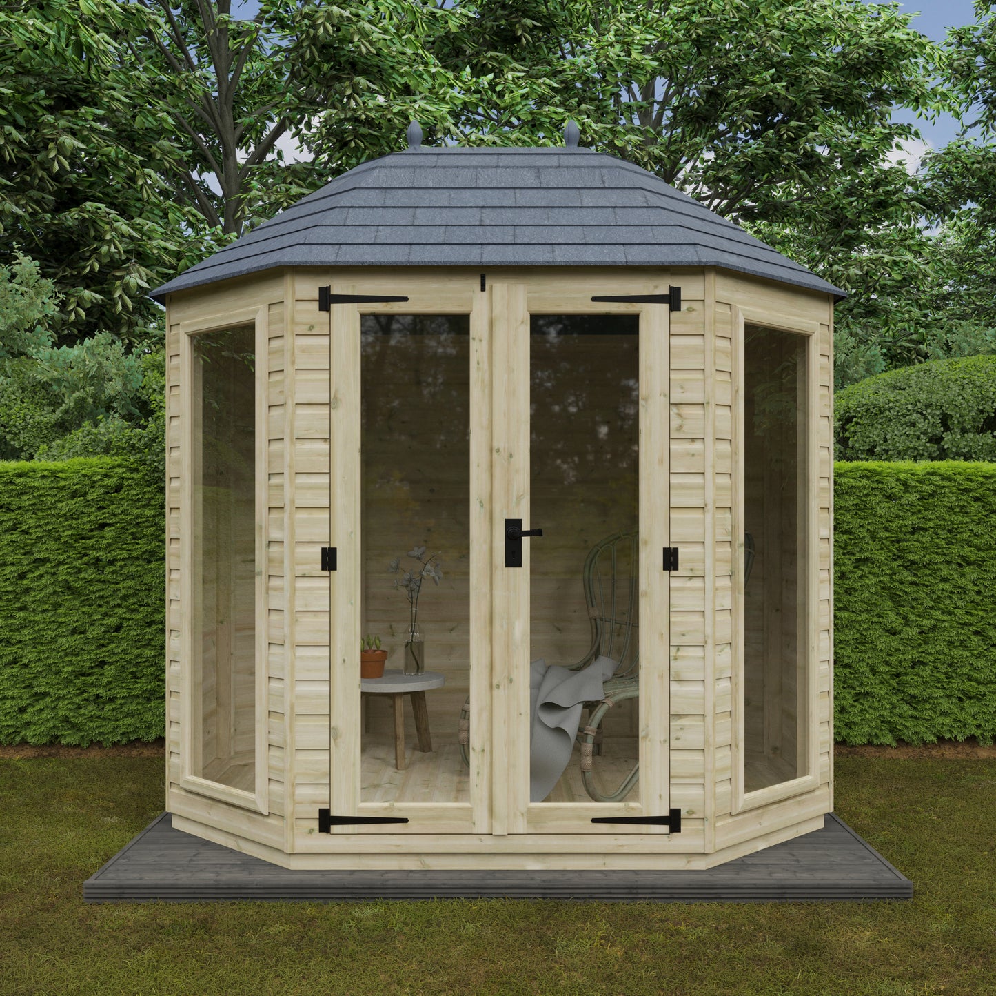 Tanalised Octagonal Full Pane Summerhouse - My Store