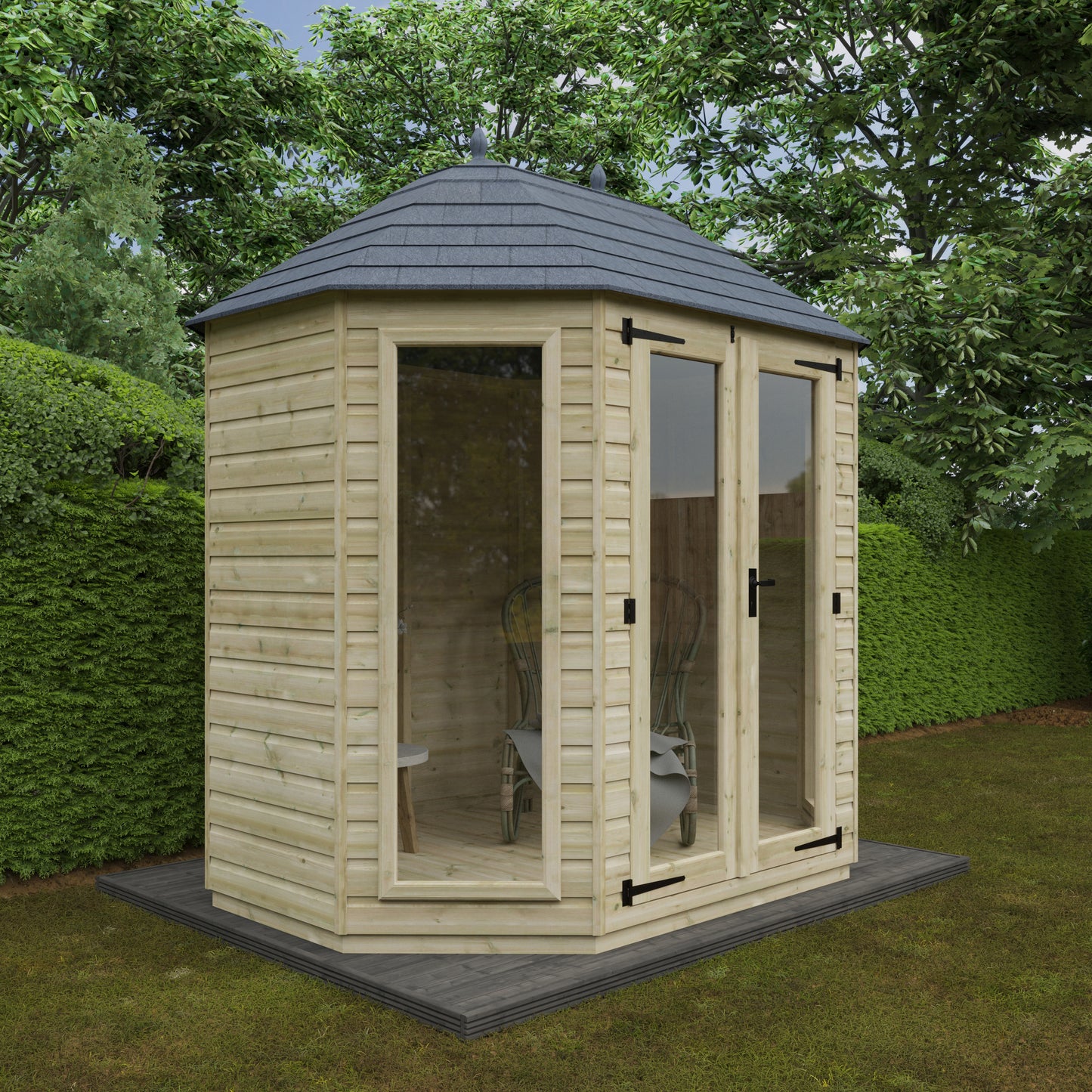 Tanalised Octagonal Full Pane Summerhouse - My Store