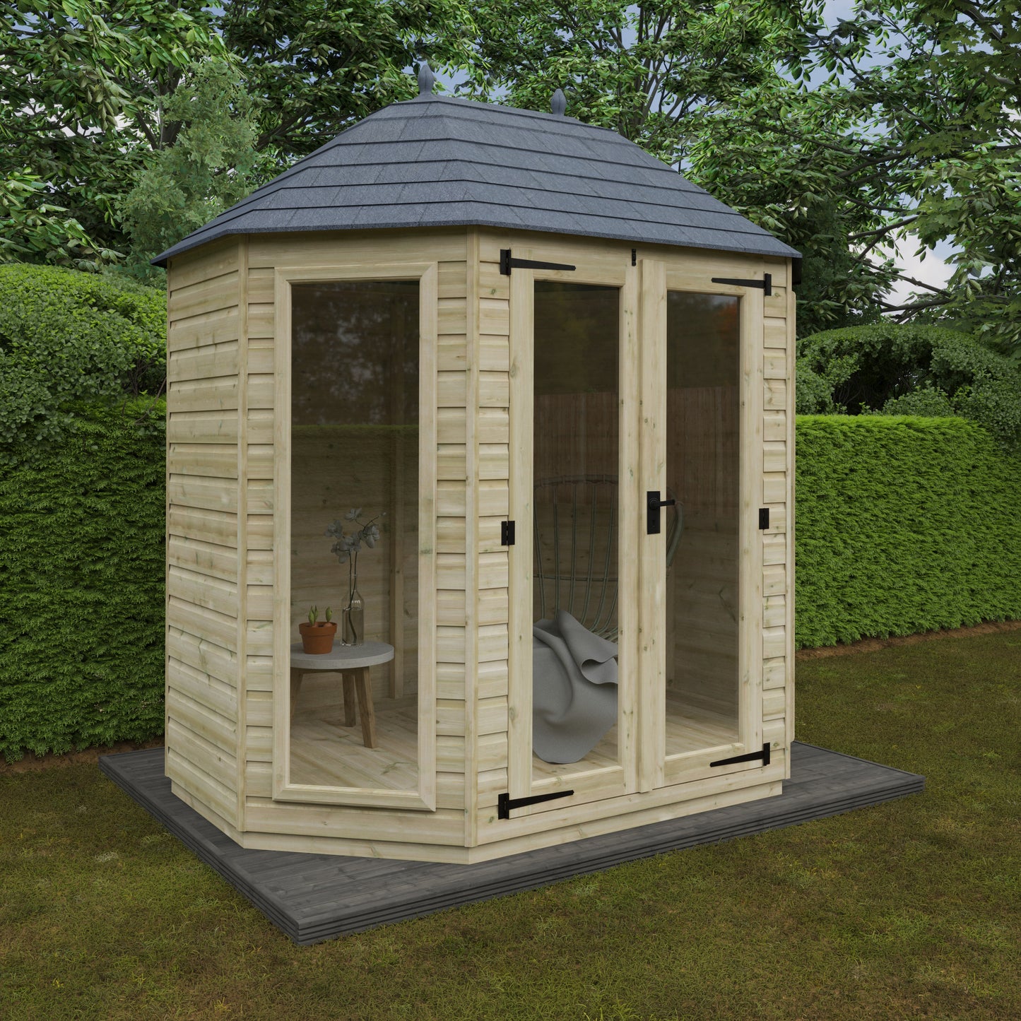 Tanalised Octagonal Full Pane Summerhouse - My Store