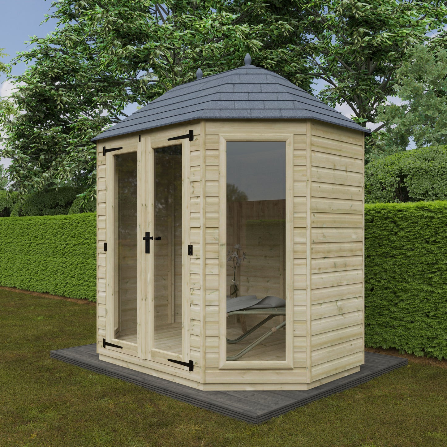 Tanalised Octagonal Full Pane Summerhouse - My Store