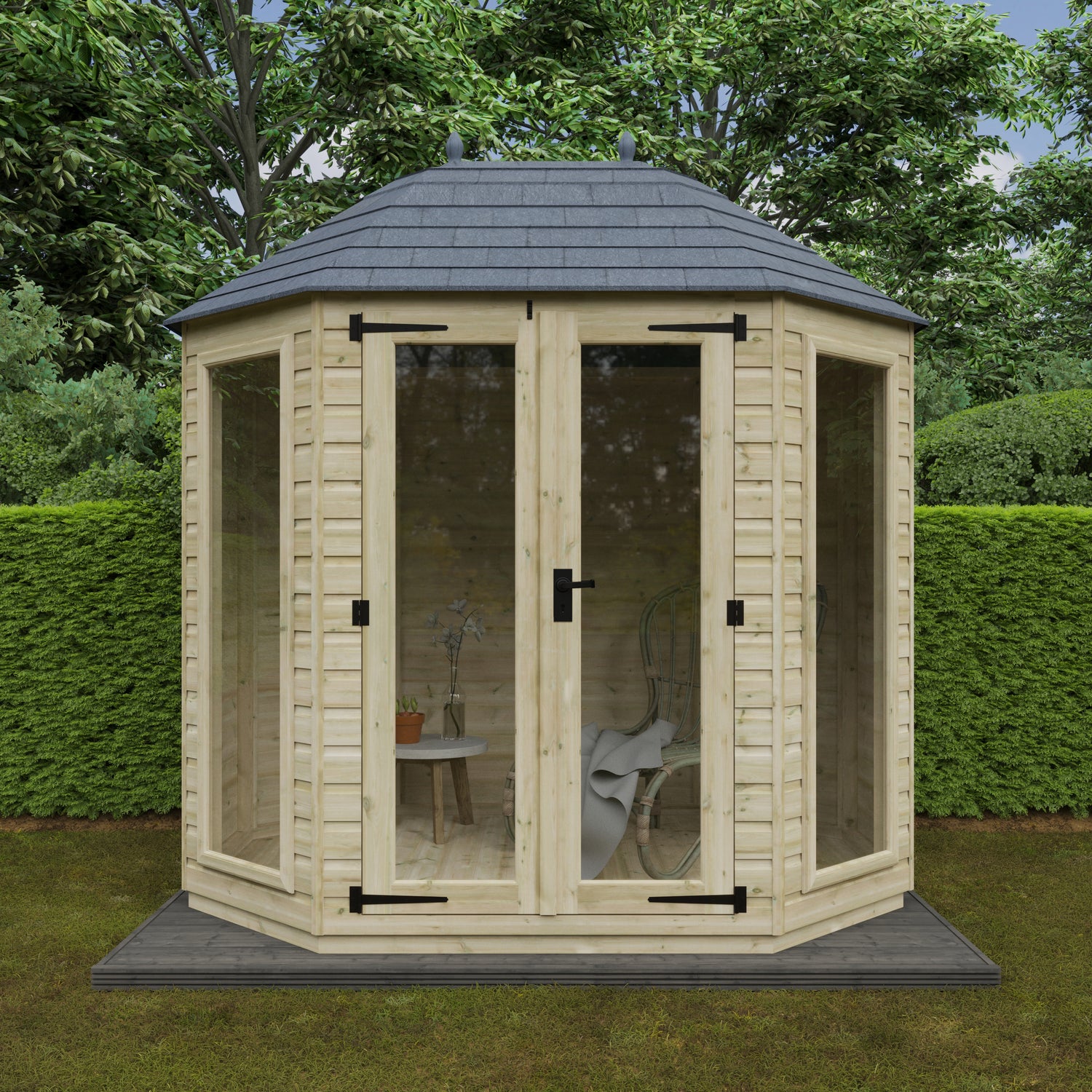 Tanalised Octagonal Full Pane Summerhouse - My Store