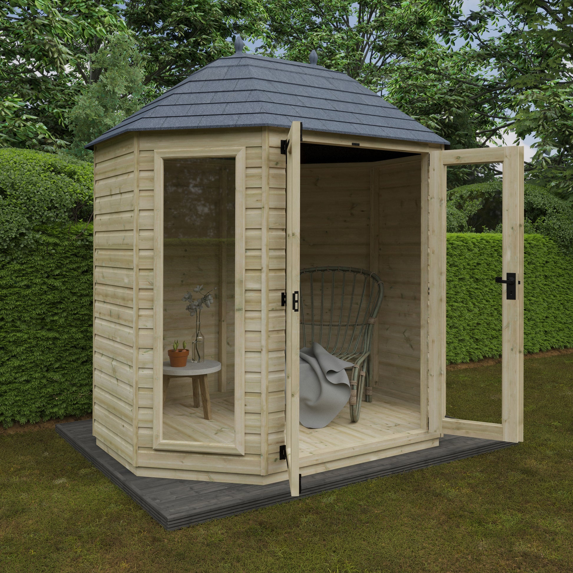 Tanalised Octagonal Full Pane Summerhouse - My Store